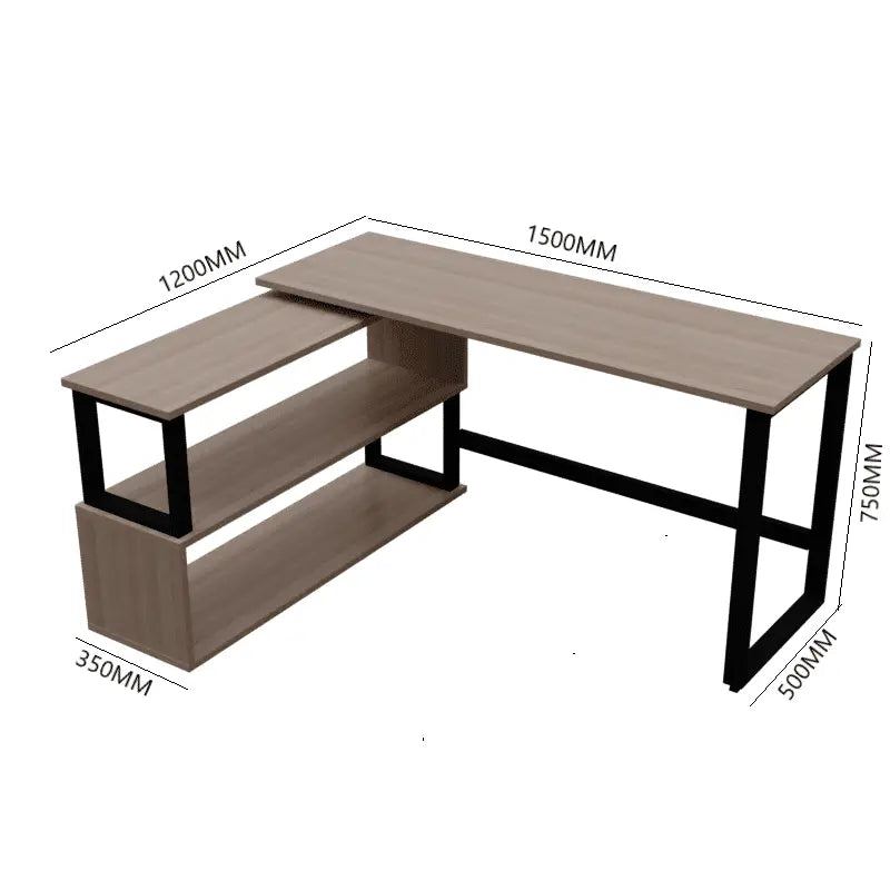 L Shaped Executive Desk with Storage Design in Wooden Color - Ouch Cart