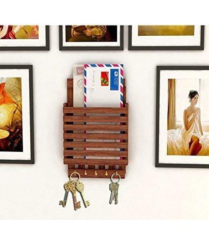 Wooden Letter Rack Cum Key Holder - Ouch Cart