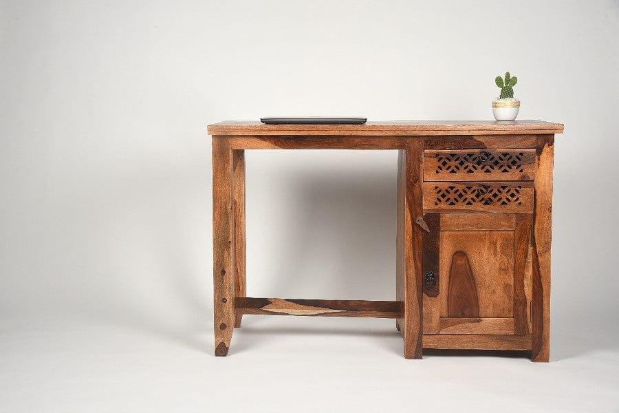 Sheesham Wood Maitreyi Study Table With Drawers And Cabinet - Ouch Cart