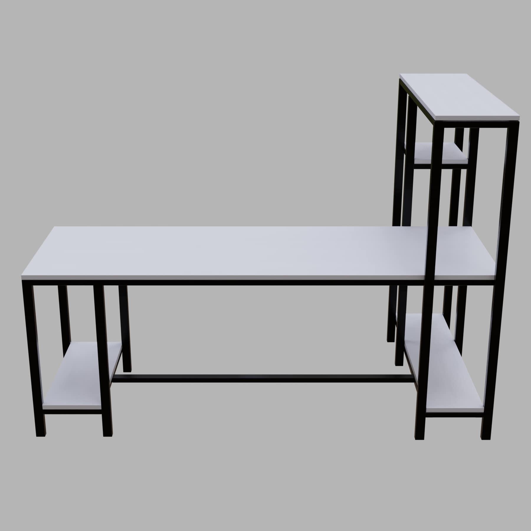 Mallium Study Table with Storage Design in White Finish - Ouch Cart