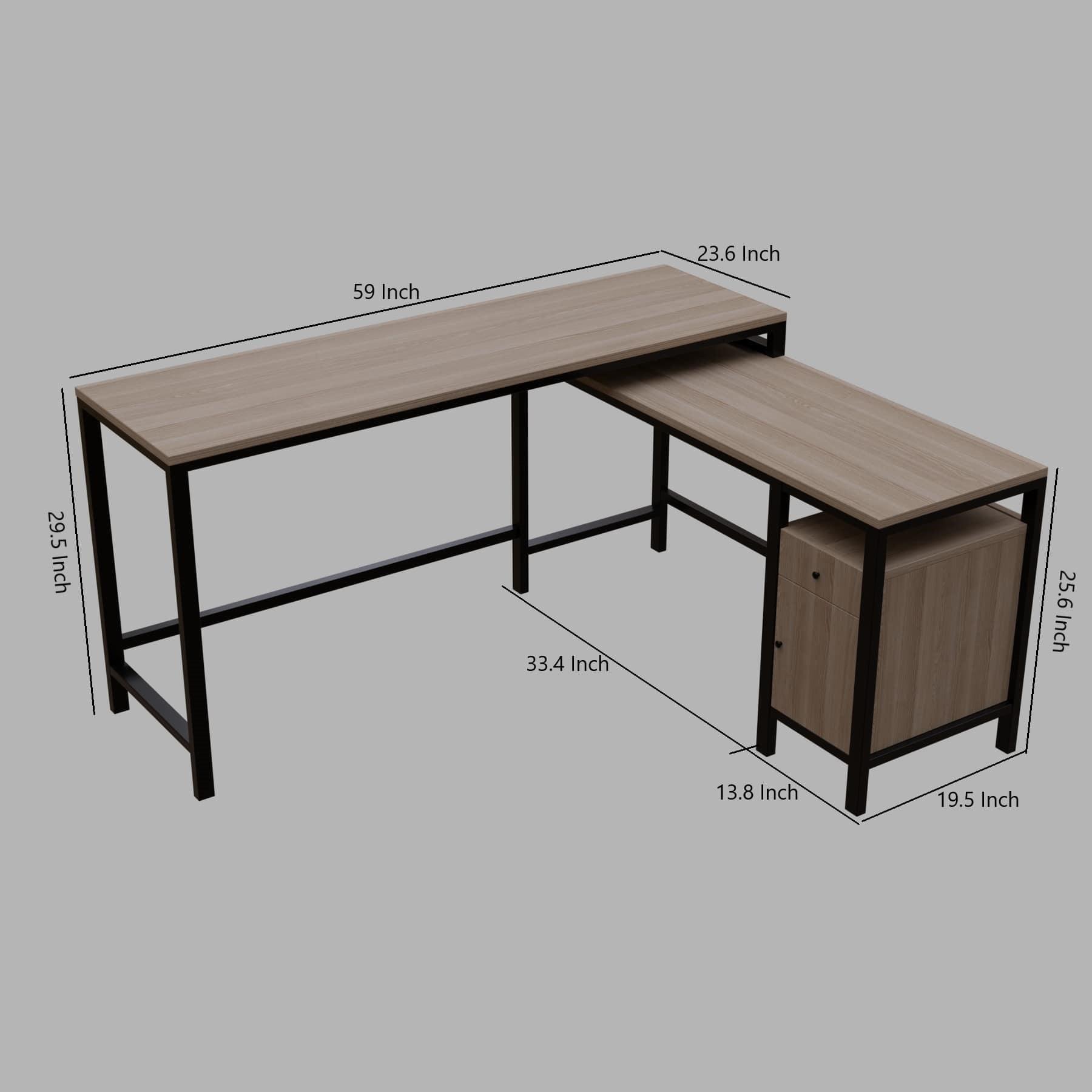 Maru l shaped Executive Desk with storage Design in wenge finish - Ouch Cart