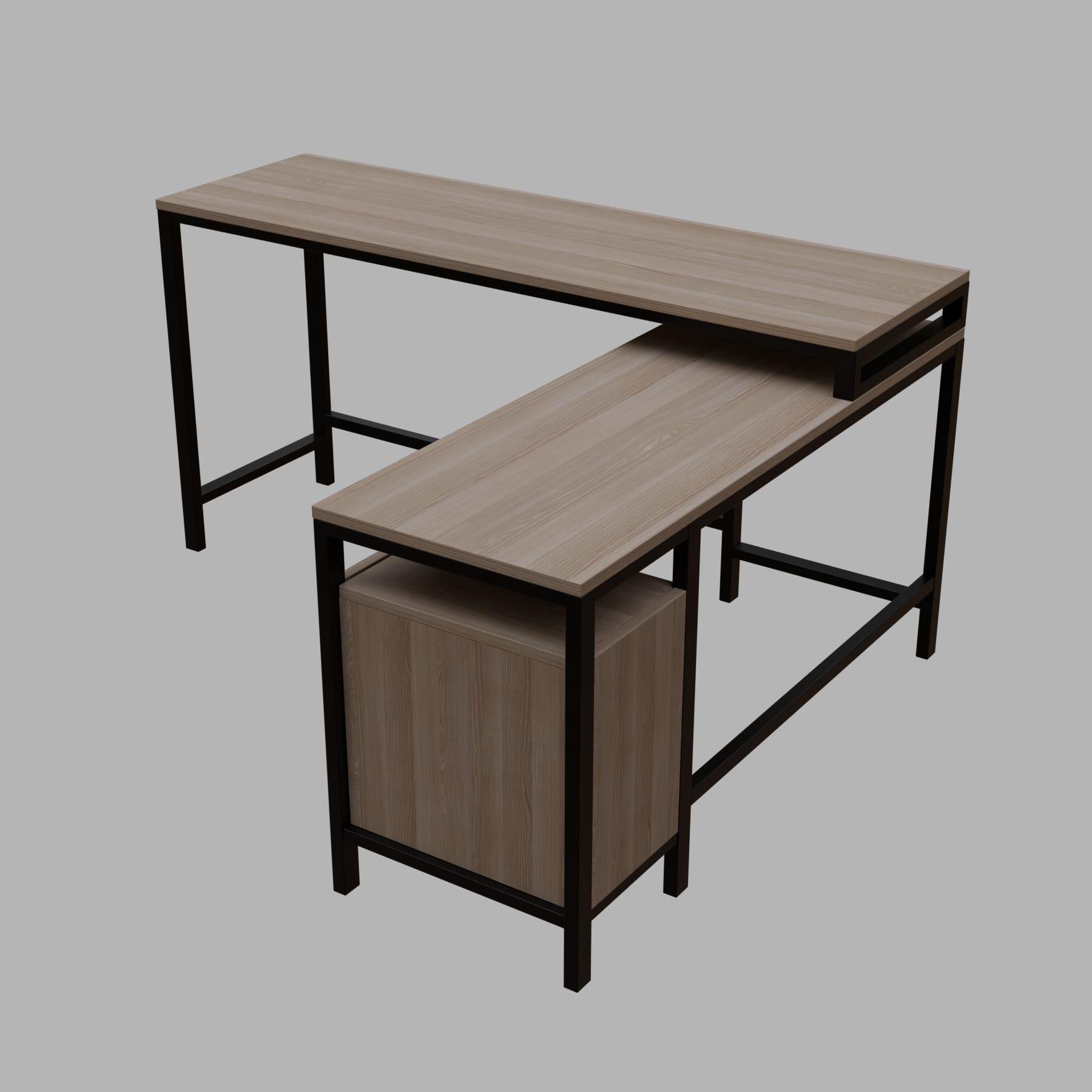 Maru l shaped Executive Desk with storage Design in wenge finish - Ouch Cart