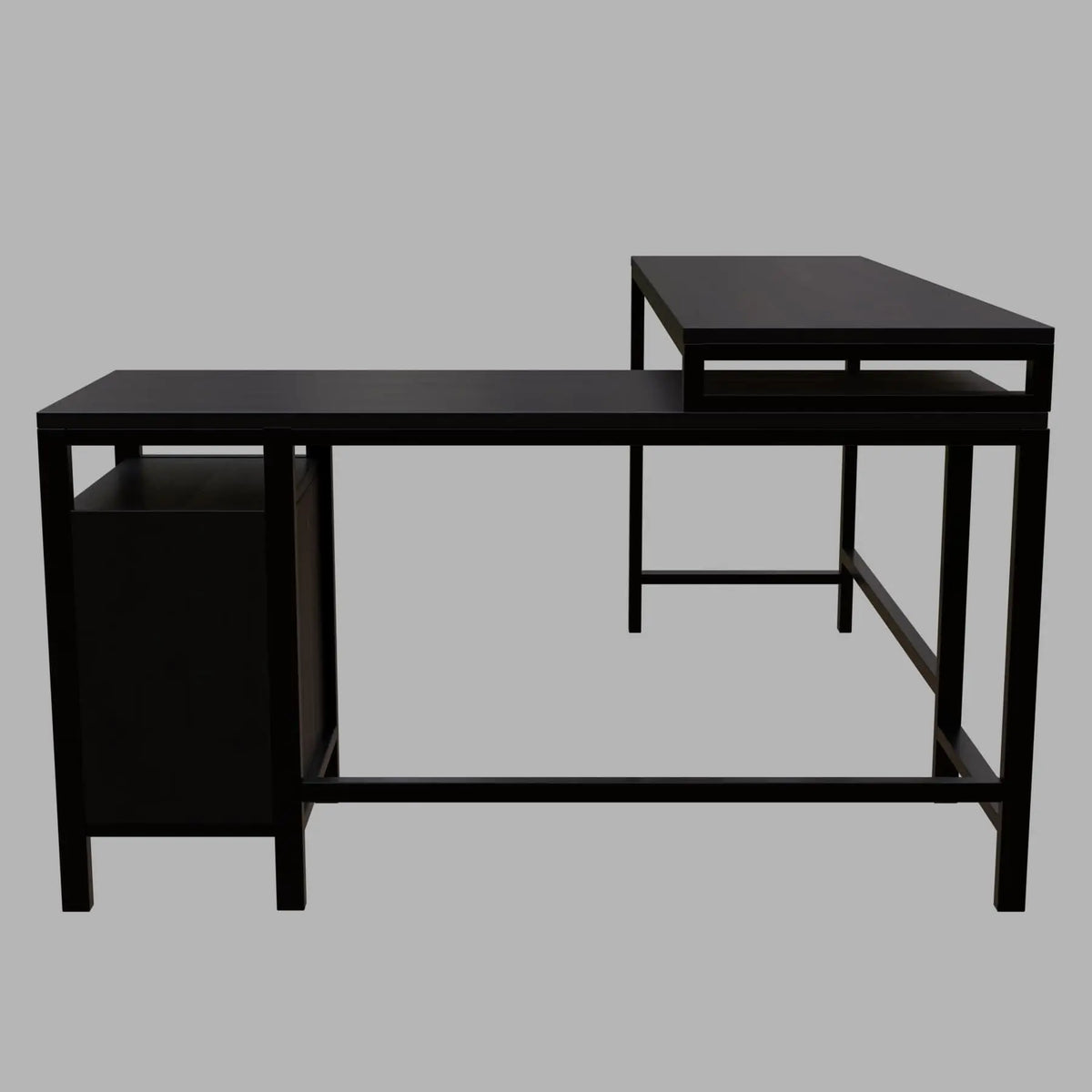 Maru l shaped Office Table with Storage Design in brown finish - Ouch Cart