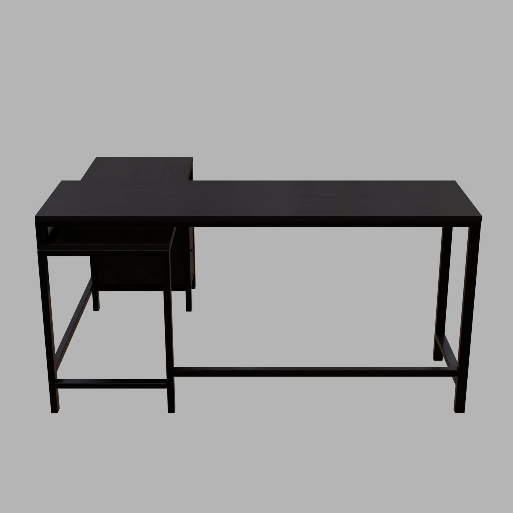 Maru l shaped Office Table with Storage Design in brown finish - Ouch Cart