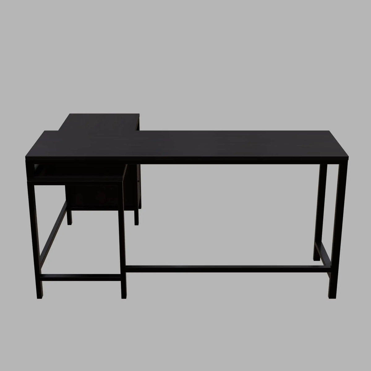 Maru l shaped Office Table with Storage Design in brown finish - Ouch Cart