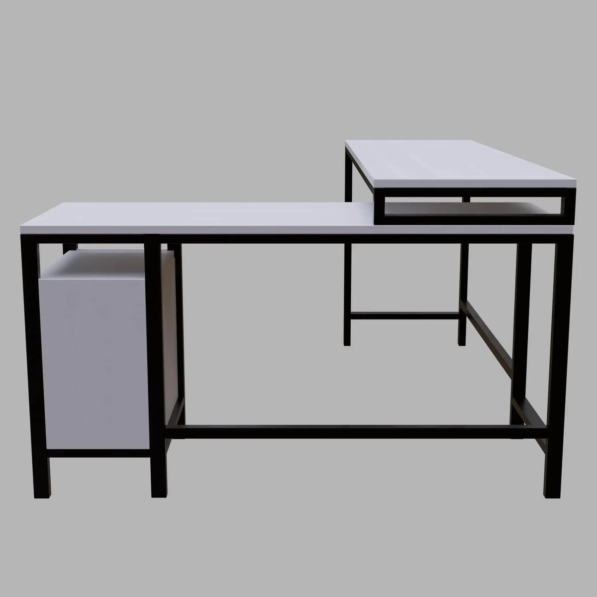 Maru l shaped Executive Desk with storage Design in white finish - Ouch Cart