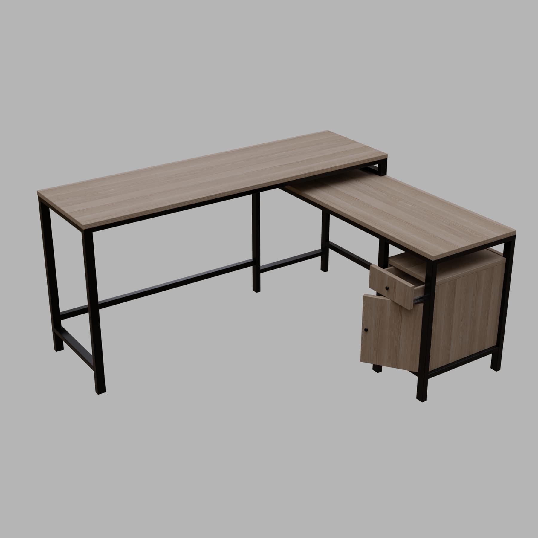 Maru l shaped Executive Desk with storage Design in wenge finish - Ouch Cart