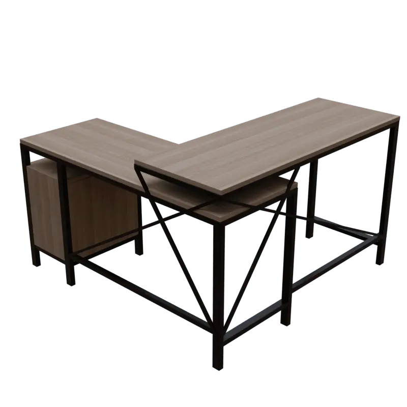 Maru l shaped Executive Desk with storage Design in wenge finish - Ouch Cart