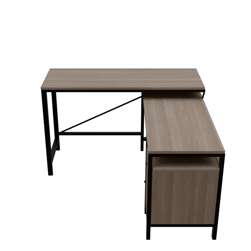 Maru l shaped Executive Desk with storage Design in wenge finish - Ouch Cart