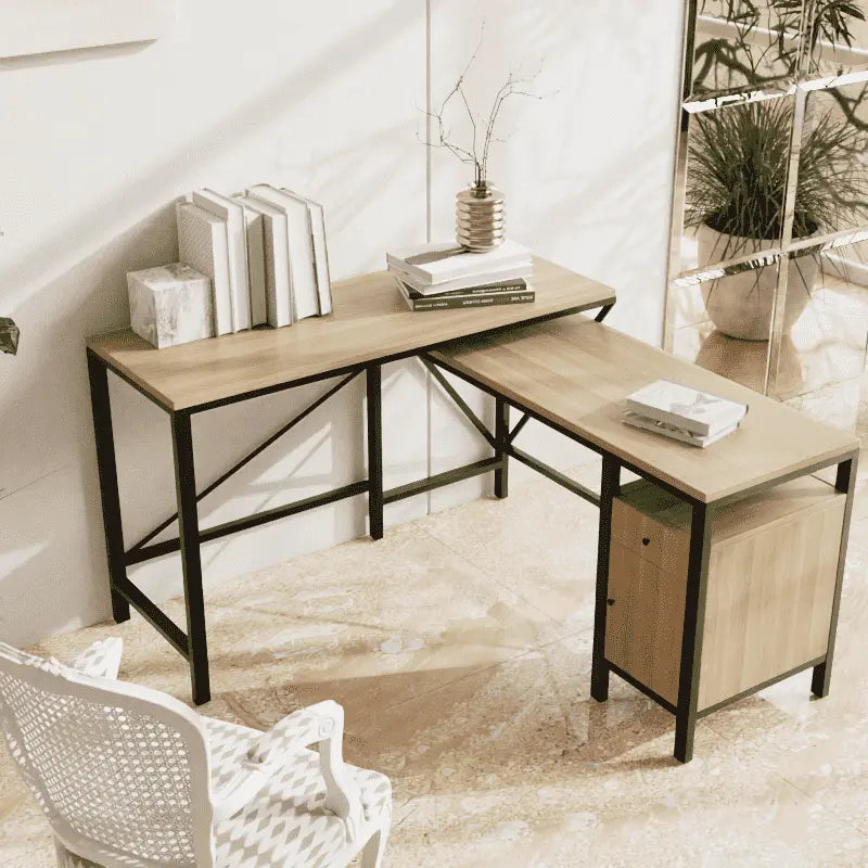 L shaped desk with storage designs for office furniture