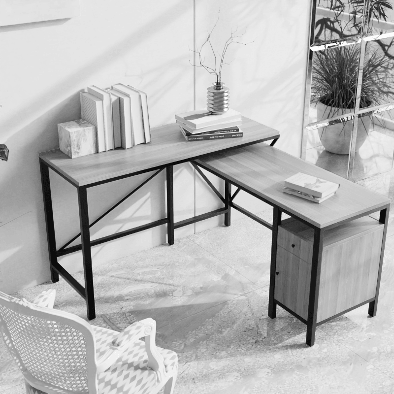 L shaped desk with storage designs for office furniture