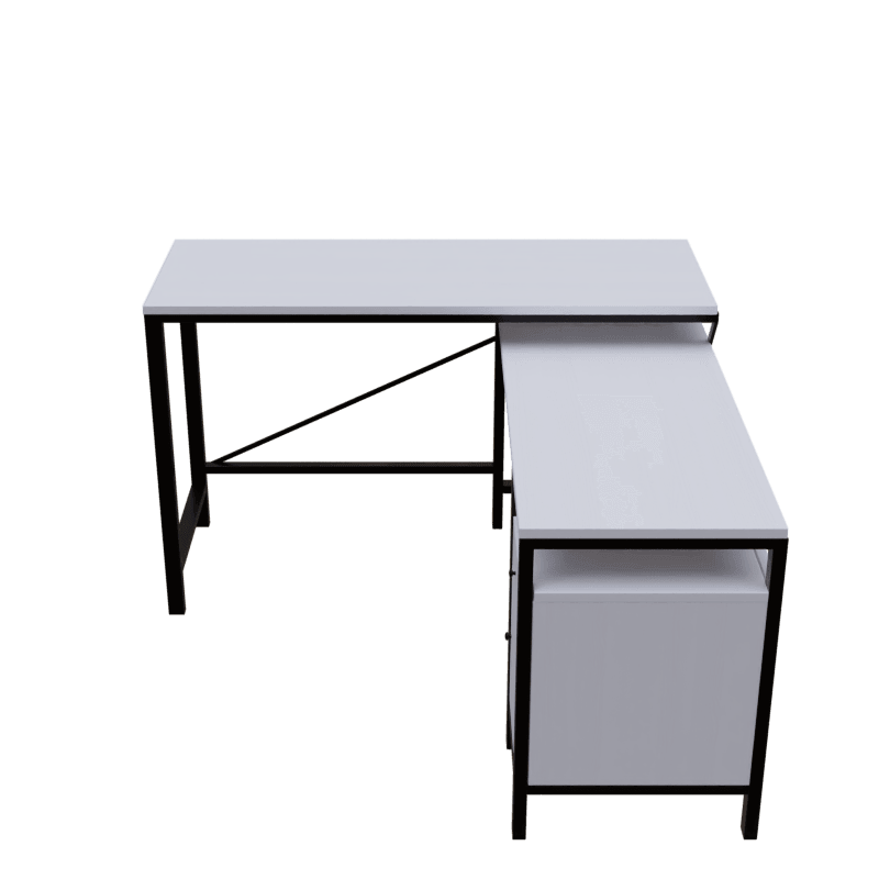 Maru l shaped Executive Desk with storage Design in white finish - Ouch Cart