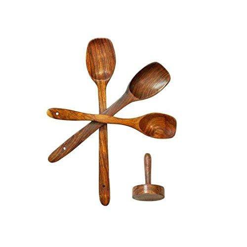 Wooden Three Spoons with One Masher - Ouch Cart