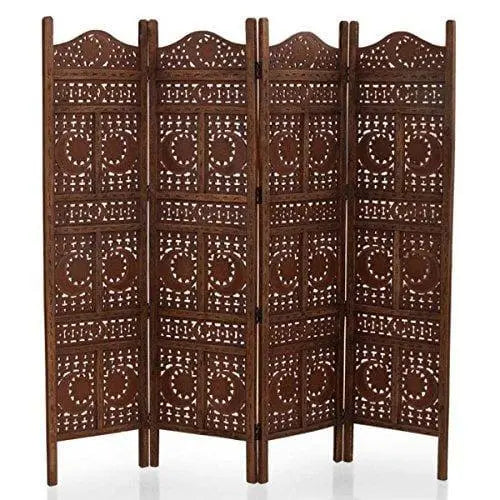 Wood Room Divider Partitions for Living Room 4 Panels - Room Separators Screen Panels Wooden Partition Room Dividers for Home & Kitchen Office - Ouch Cart