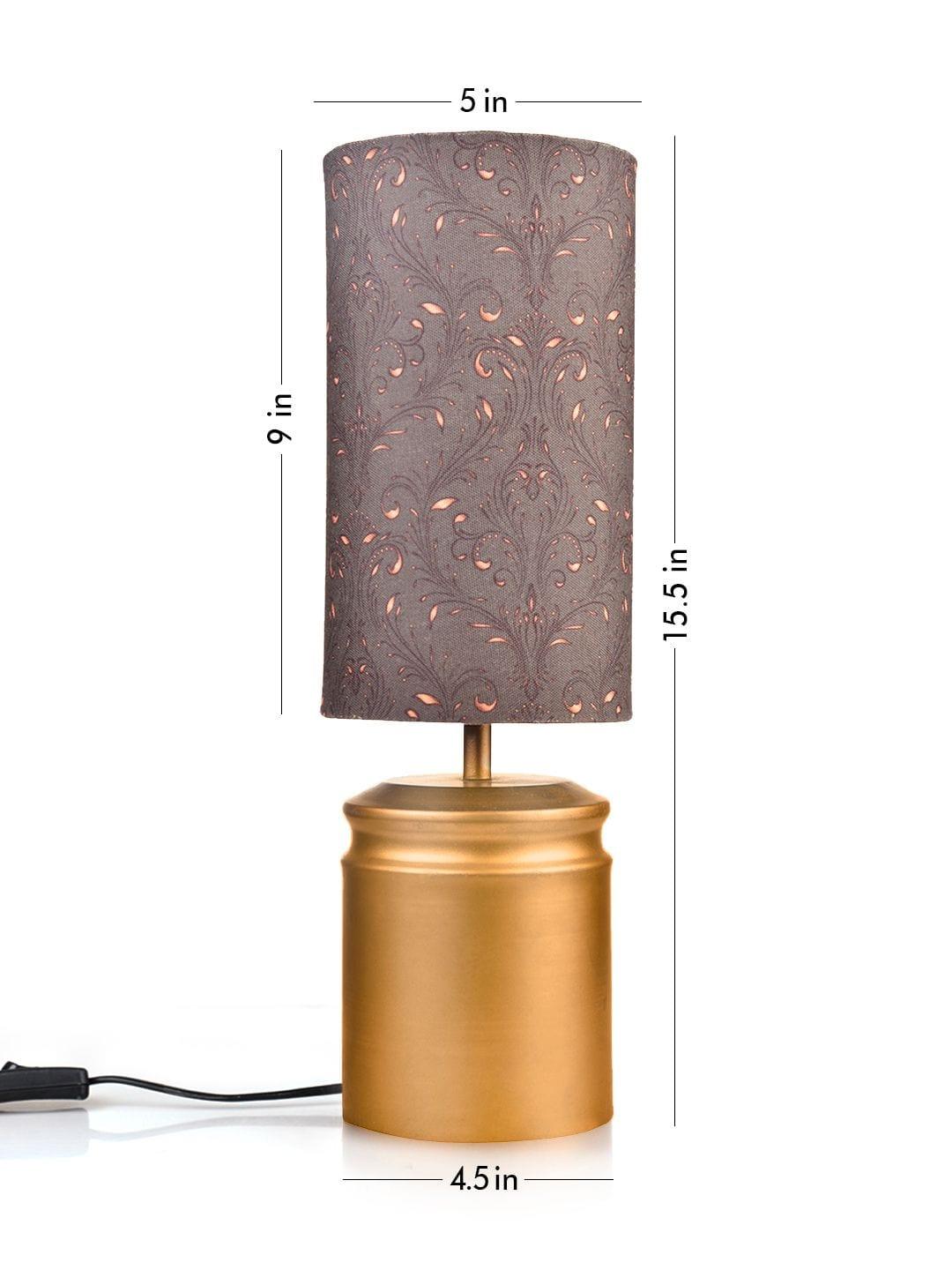 Metal Golden Table Lamp with Dark Forest Shade - Ouch Cart