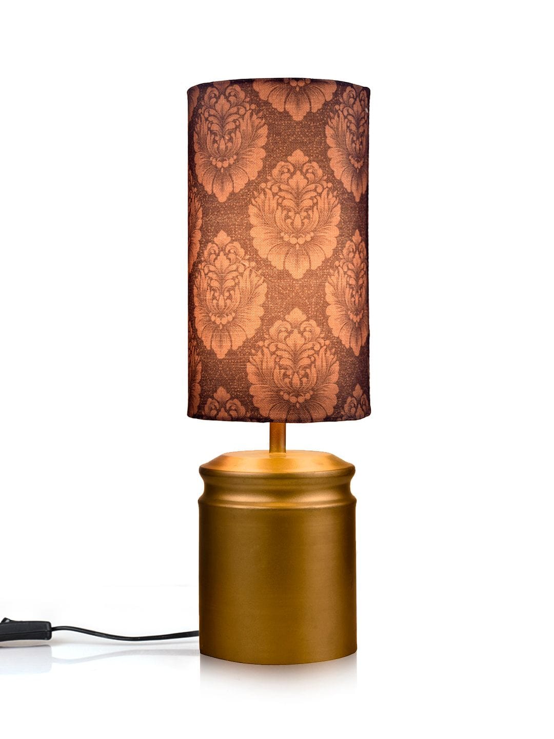 Metal Golden Table Lamp with Motives Printed Shade