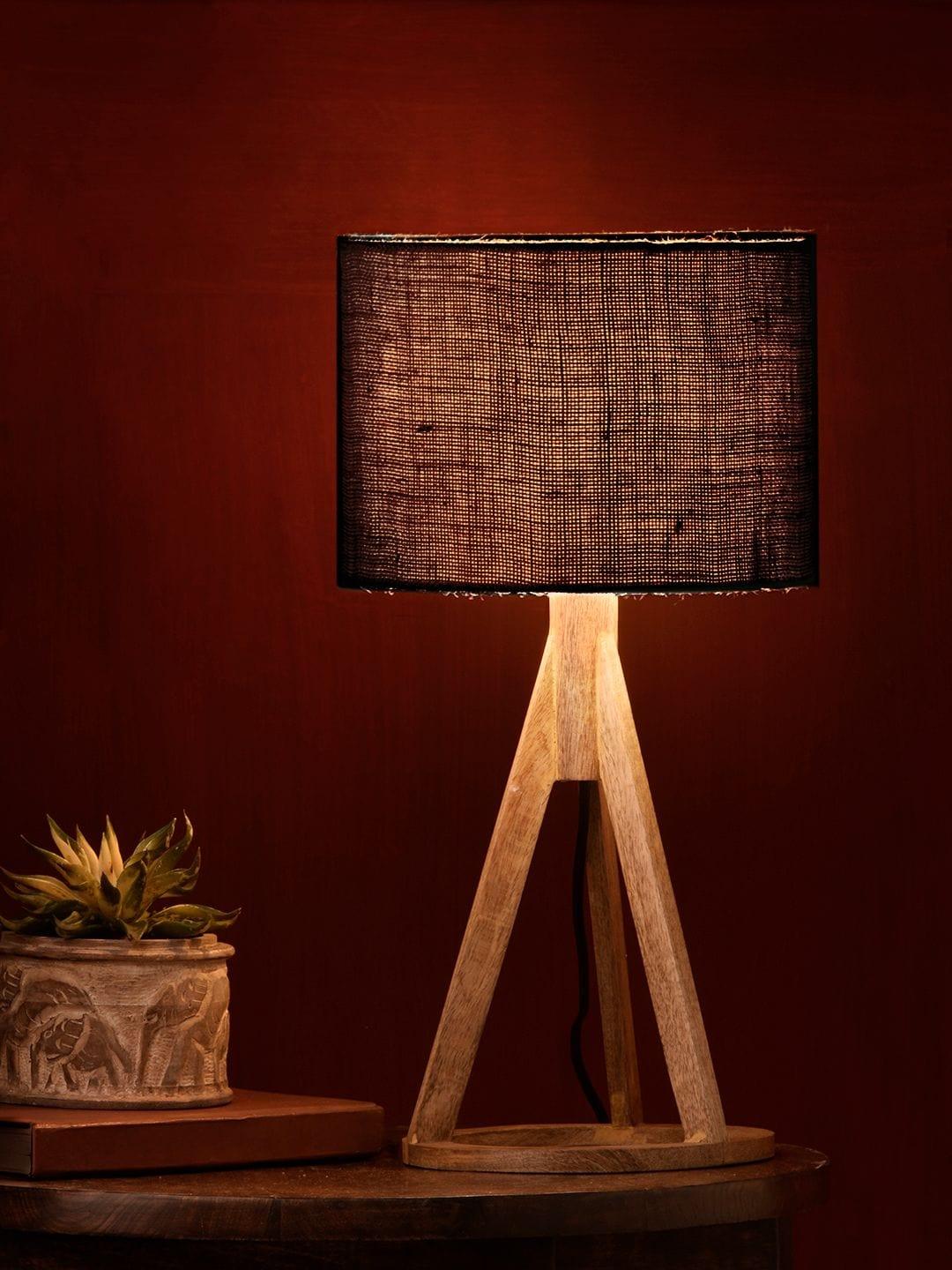 Jute Black Trio Wooden Lamp - Ouch Cart
