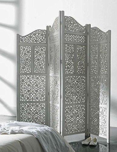 4 Panel Wooden Partition Wooden Handcrafted Partition Room Divider Separator for Living Room Office Wood Consists of 4 Panels to be Placed in Zig-Zag - Ouch Cart