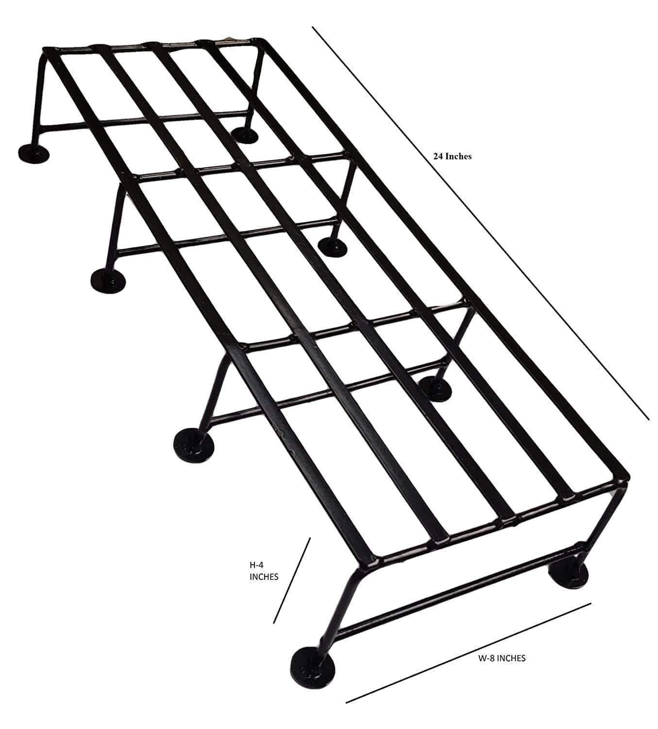 Iron Indoor/Outdoor Flower Pot/Plant Stand/Gamla Stand Heavy Duty Iron Used for Home Garden Balcony Living Room Decor (Black-Set of 4) - Ouch Cart