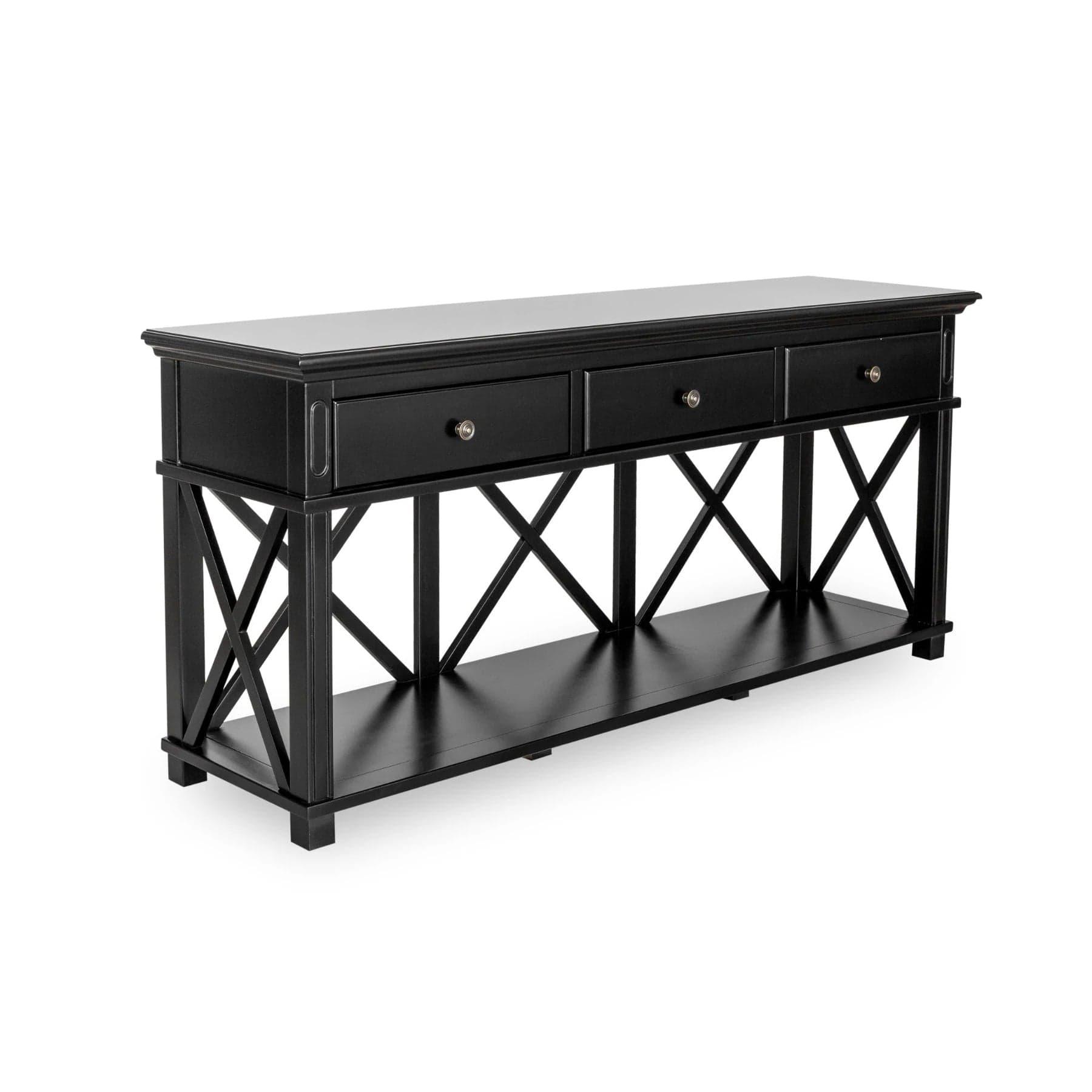 SORRENTO BLACK 3 DRAWER CONSOLE TABLE - Ouch Cart