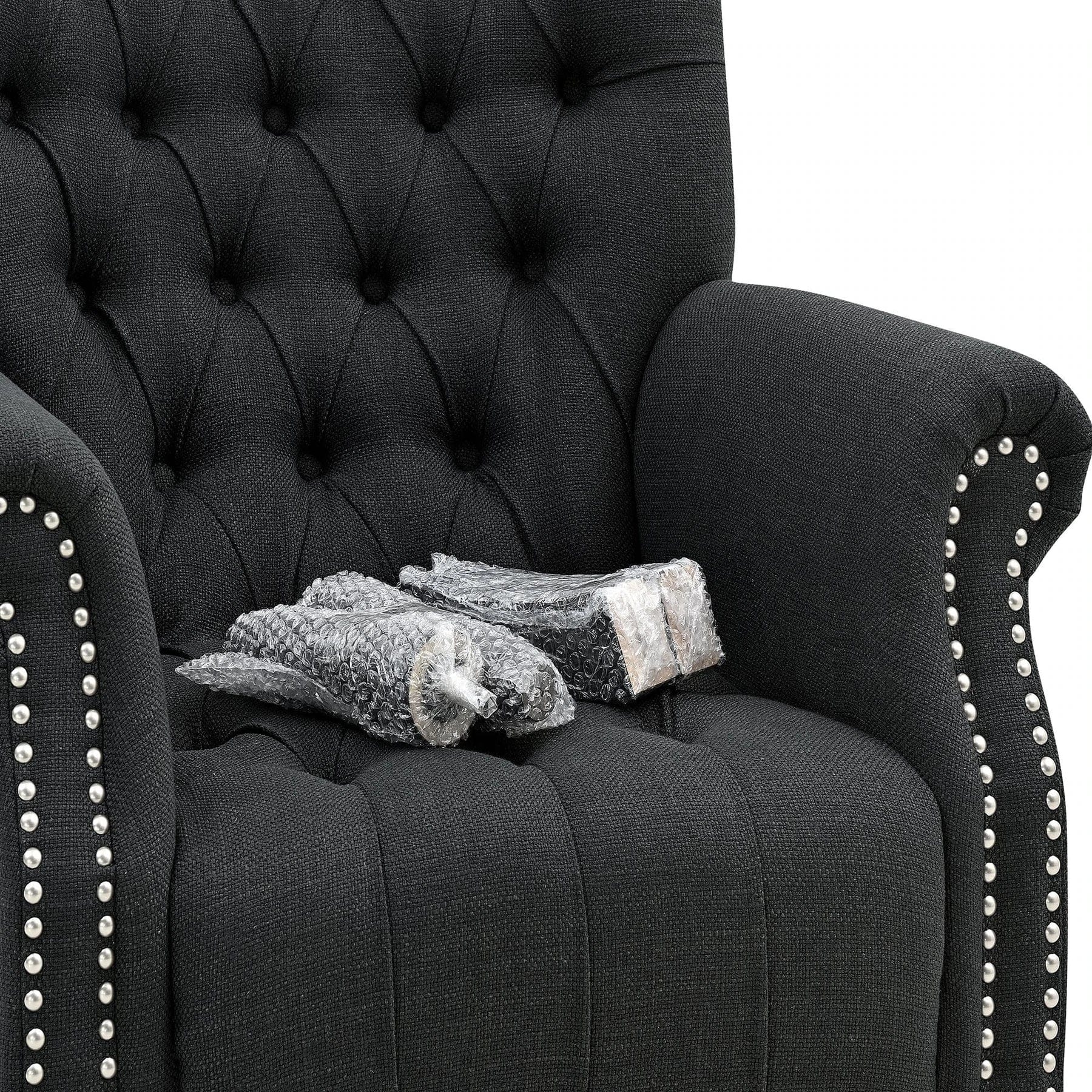 MAURICE BUTTONED ARMCHAIR BLACK