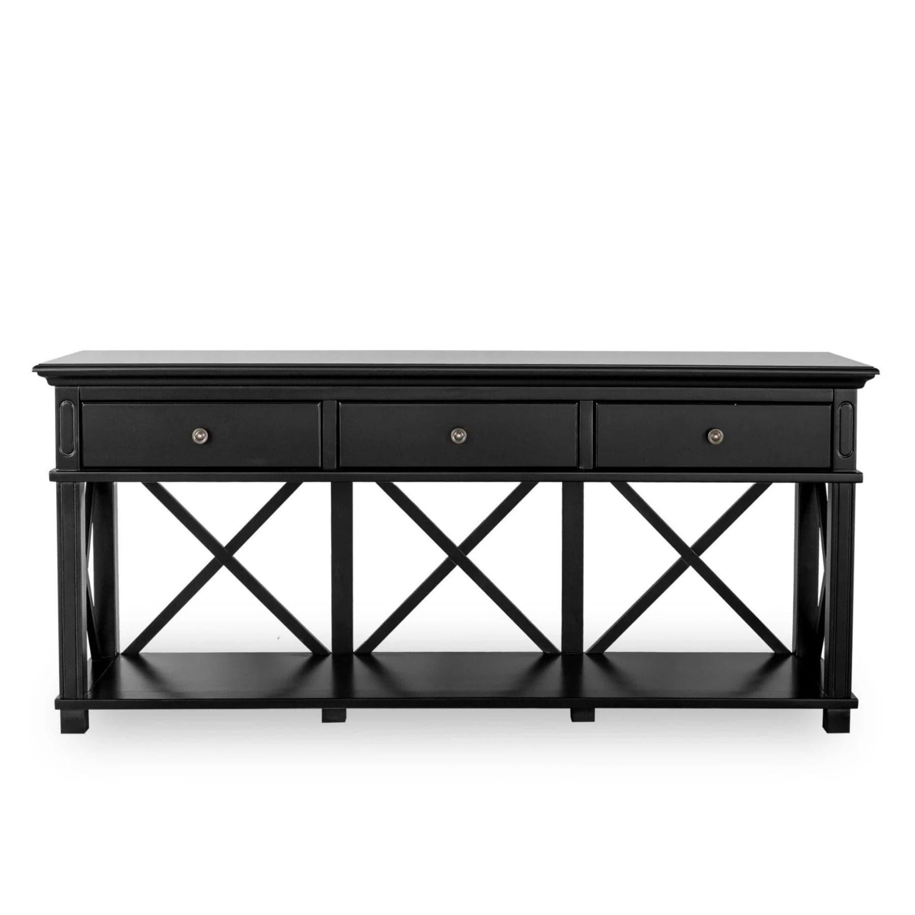 SORRENTO BLACK 3 DRAWER CONSOLE TABLE - Ouch Cart