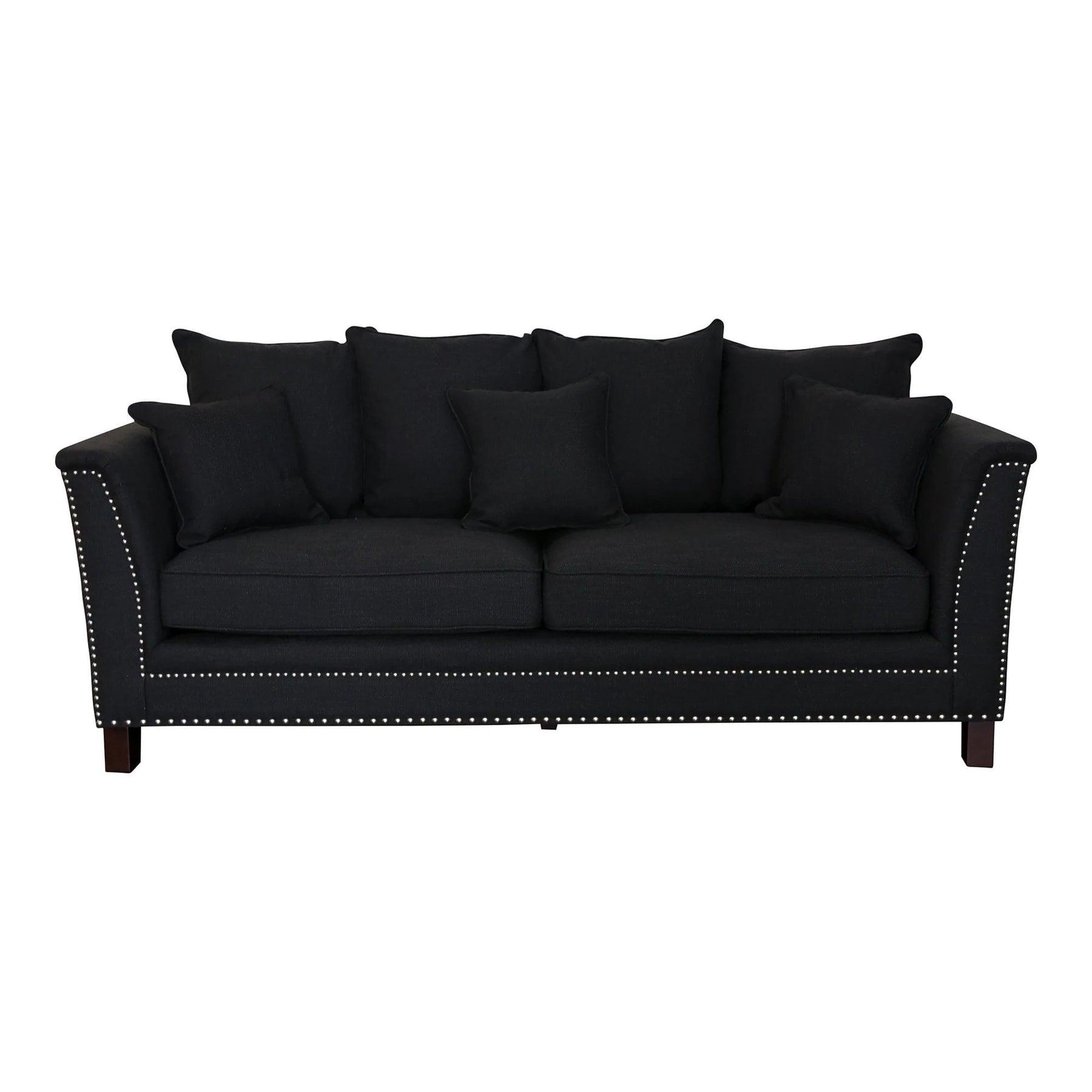 MANHATTAN 3 SEATER FABRIC SOFA BLACK COLOUR - Ouch Cart
