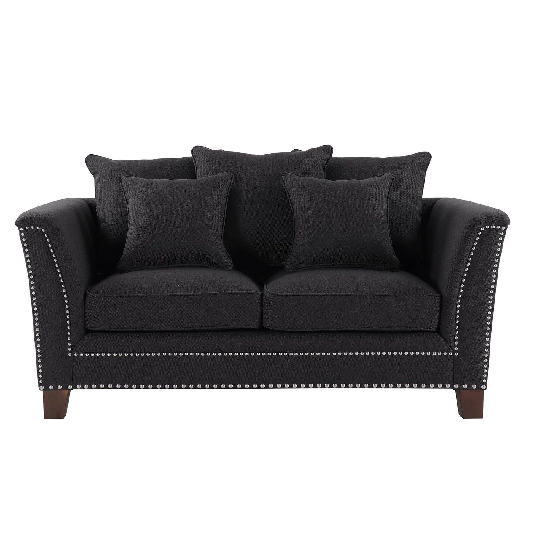 MANHATTAN 2 SEATER FABRIC SOFA BLACK COLOUR - Ouch Cart