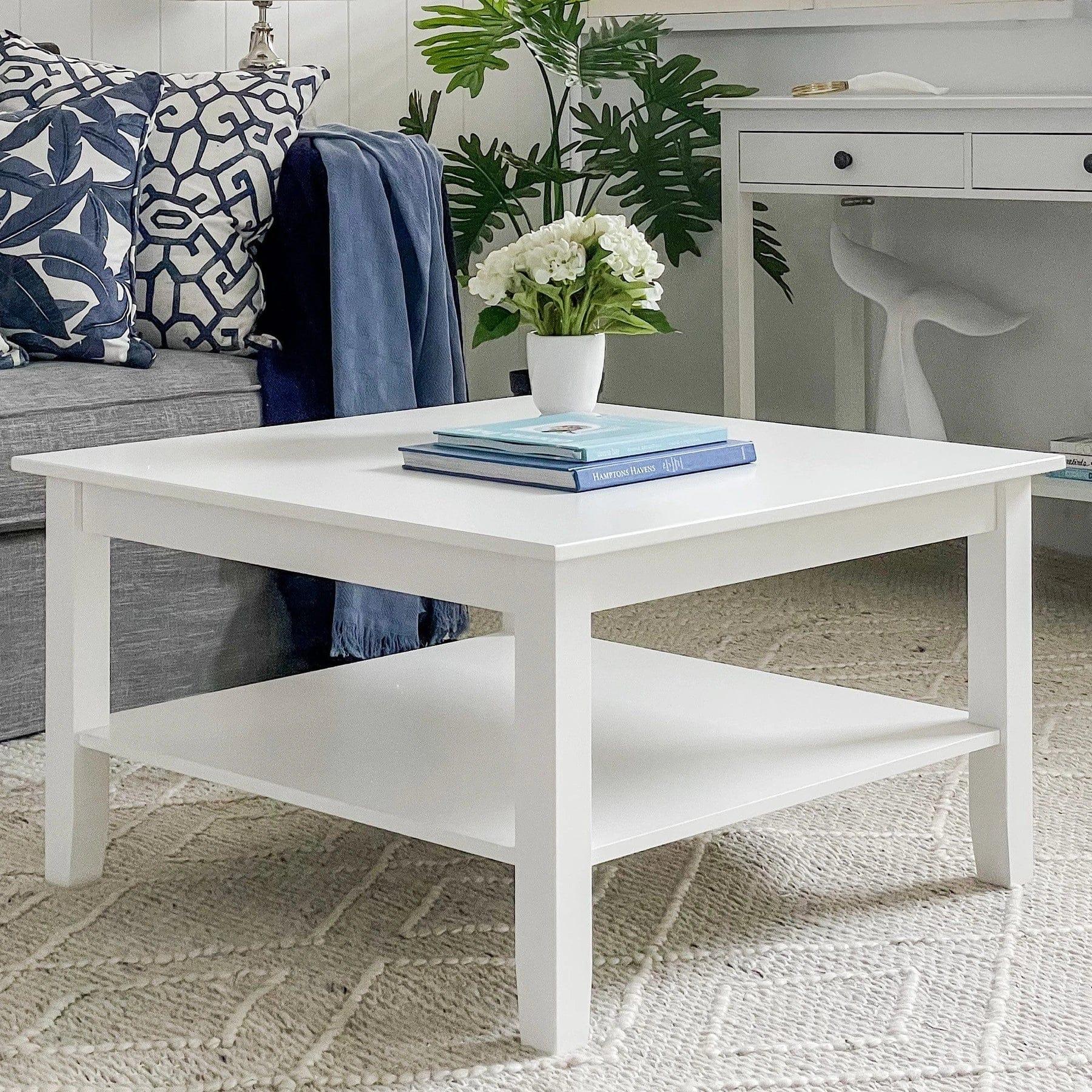 NEWPORT WOODEN COFFEE TABLE WHITE - Ouch Cart