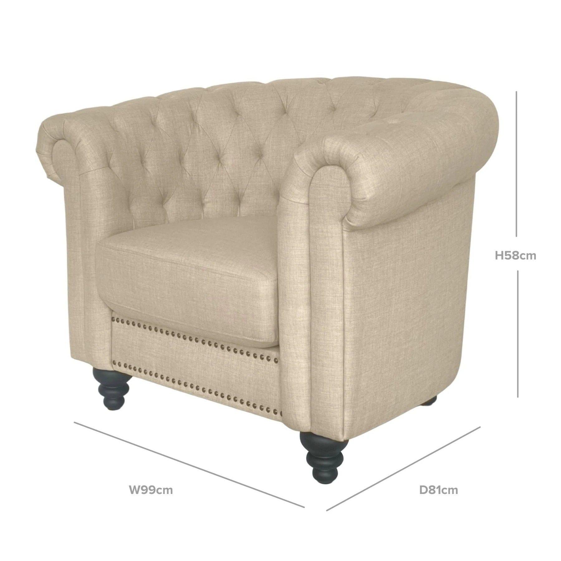 CHARLES ARMCHAIR CREAM WITH BLACK LEGS - Ouch Cart