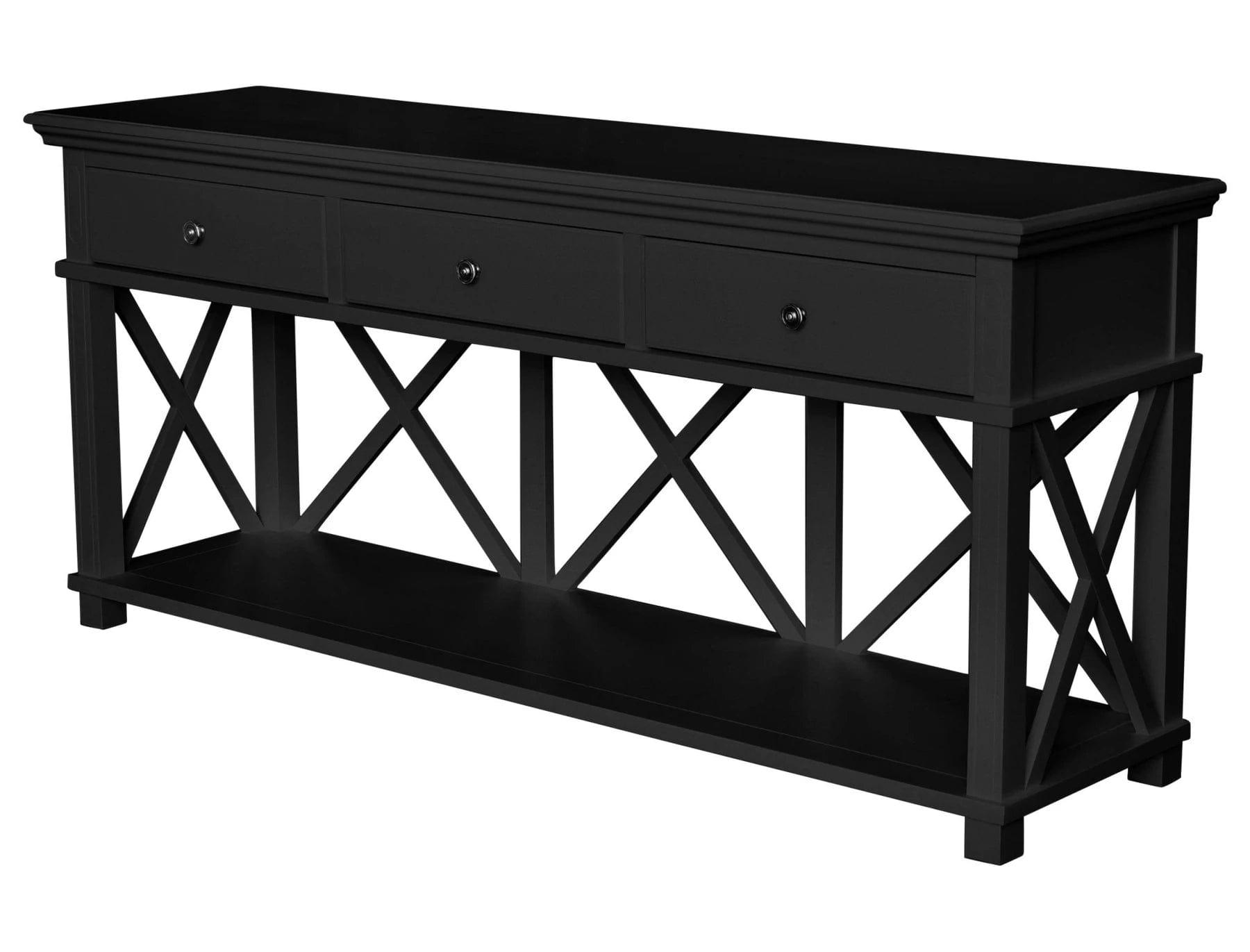 SORRENTO BLACK 3 DRAWER CONSOLE TABLE - Ouch Cart