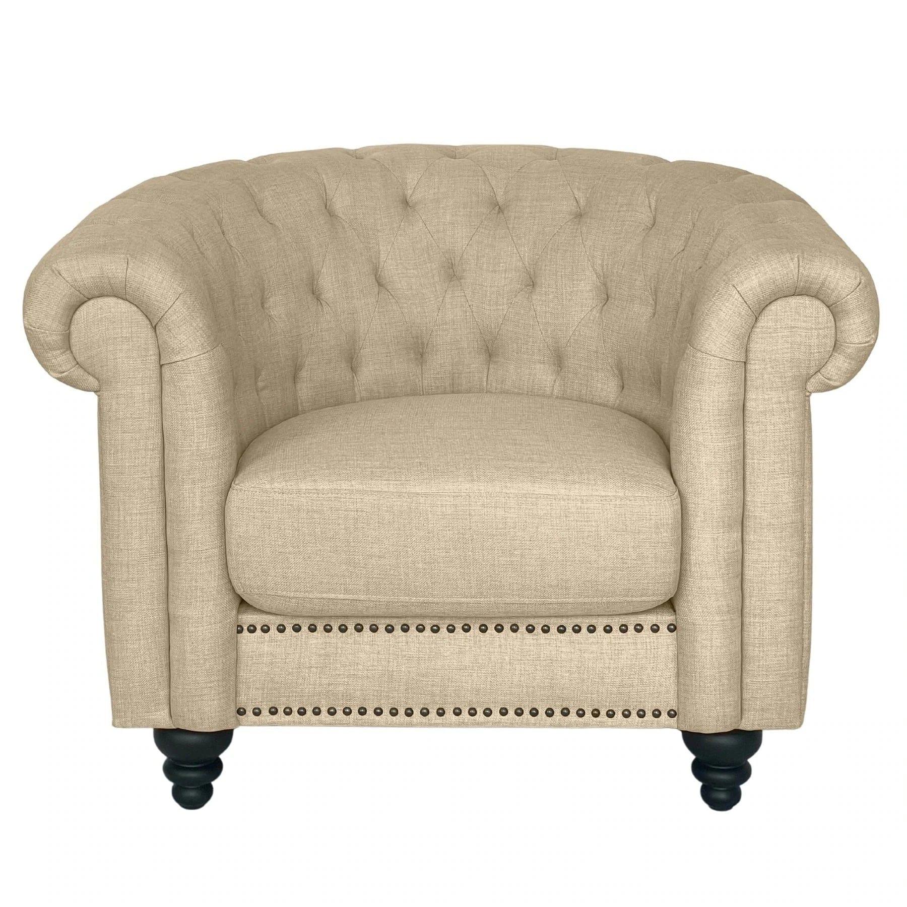 CHARLES ARMCHAIR CREAM WITH BLACK LEGS - Ouch Cart