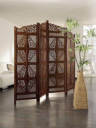 Wooden Partition Wooden Room Dividers Screen Separators 4 Panels for Living Room Kitchen Home & Office - Ouch Cart