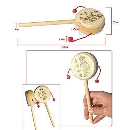 Wooden Rattle Drum Instrument Child Musical Toy - Ouch Cart