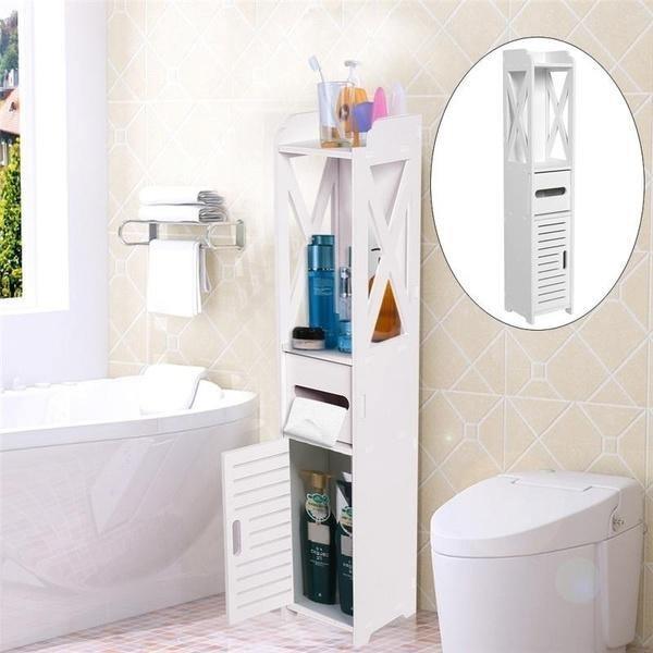 Bathroom Floor Standing Shelf Storage Cabinet Corner Floor Mounted Bathroom Cabinets - Ouch Cart
