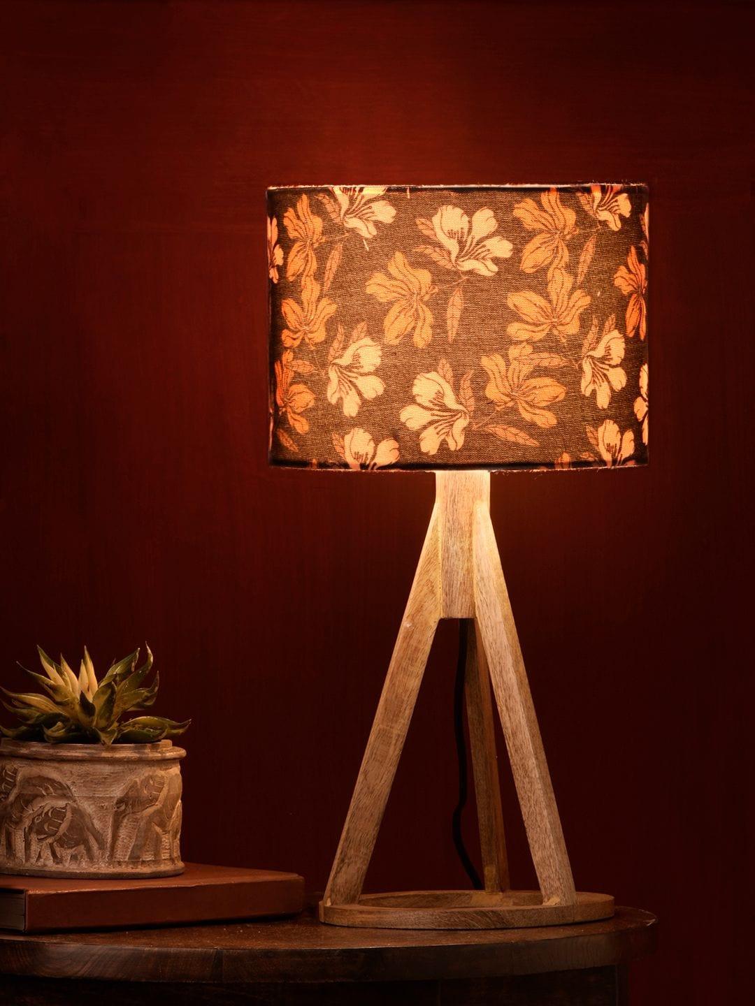 Black Flower Trio Wooden Lamp - Ouch Cart