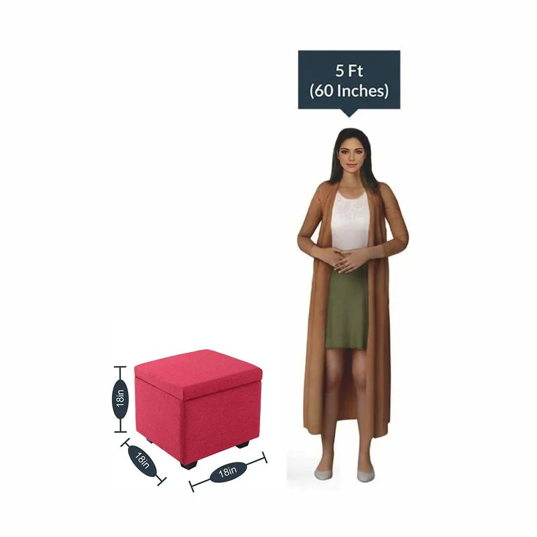 DOE BUCK SQUARE STOAGE OTTOMAN WITH STORAGE PINK - Ouch Cart