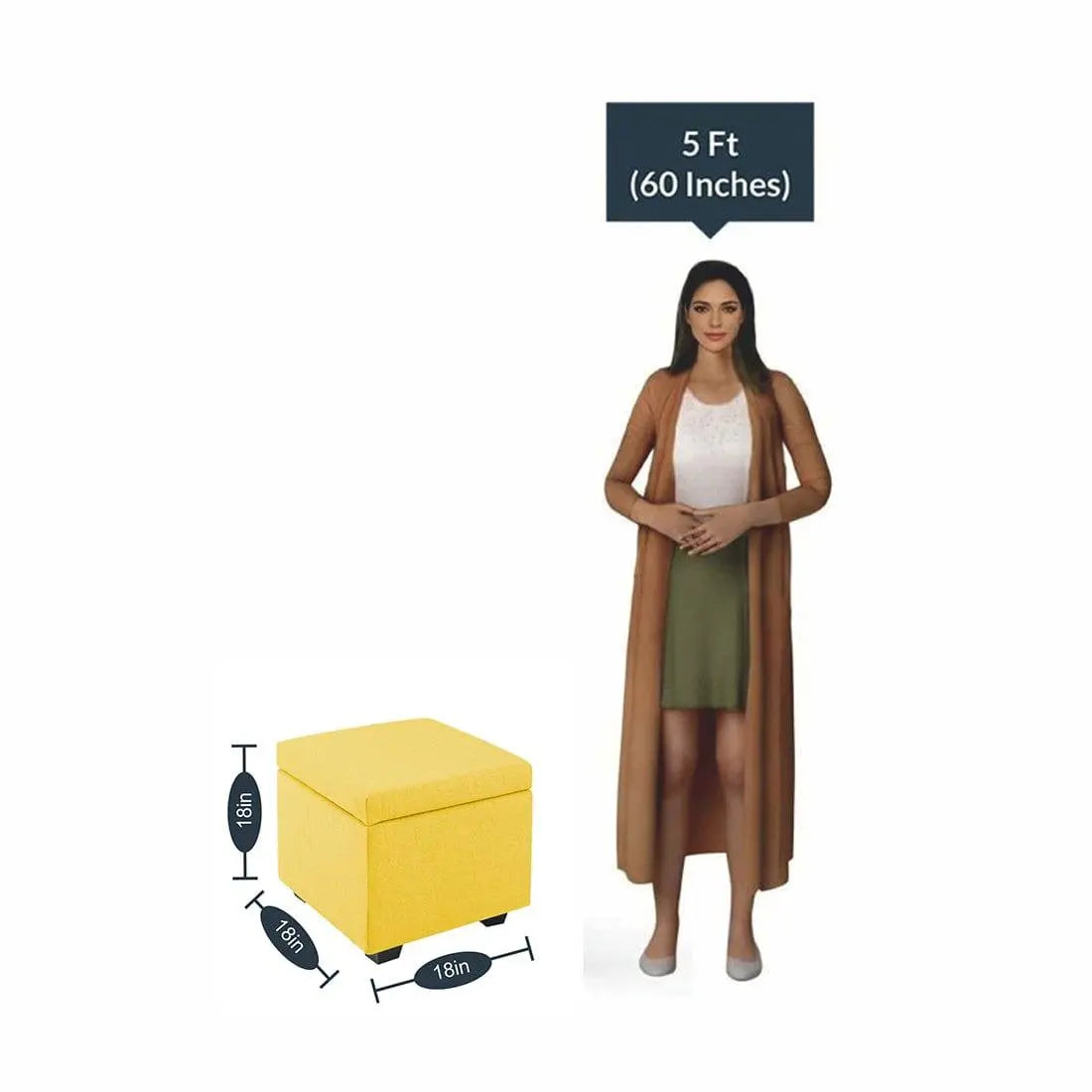 DOE BUCK SQUARE STOAGE OTTOMAN WITH STORAGE YELLOW - Ouch Cart