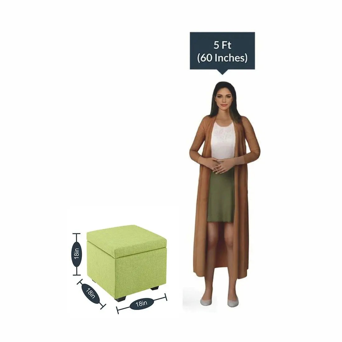DOE BUCK SQUARE STOAGE OTTOMAN WITH STORAGE GREEN - Ouch Cart