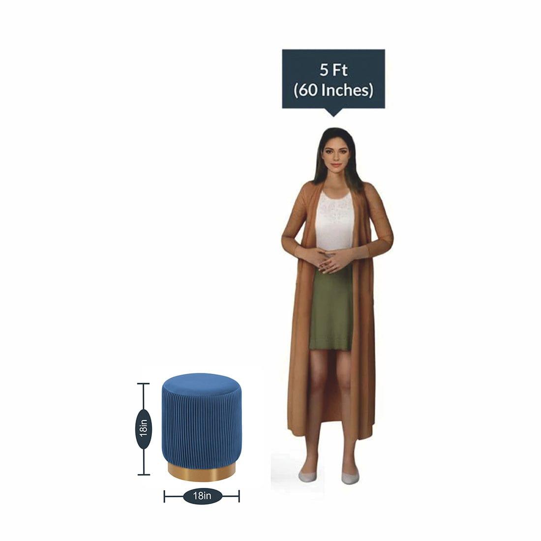 DOE BUCK ROUND VELVET GOLD OTTAMAN/POUFEE IN BLUE - Ouch Cart