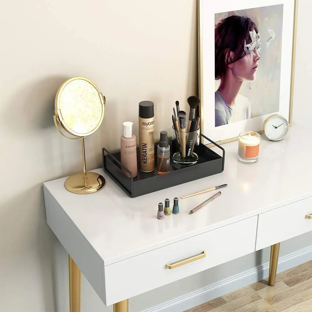 Bathroom Vanity Tray, Bathroom/Kitchen/ Countertop Storage Shelf Organizer, Tea Table Decorative Tray Cosmetic Jewelry Organizer Tray, Black - Ouch Cart
