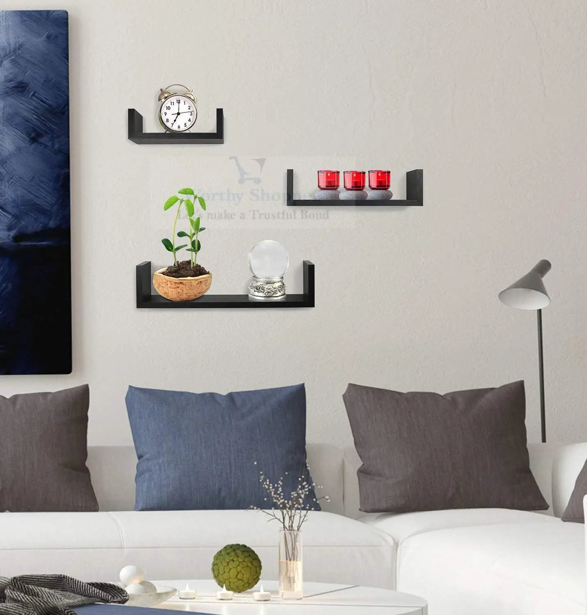 Wall Decor Set of 3 Floating U Shelves U Rack - Ouch Cart