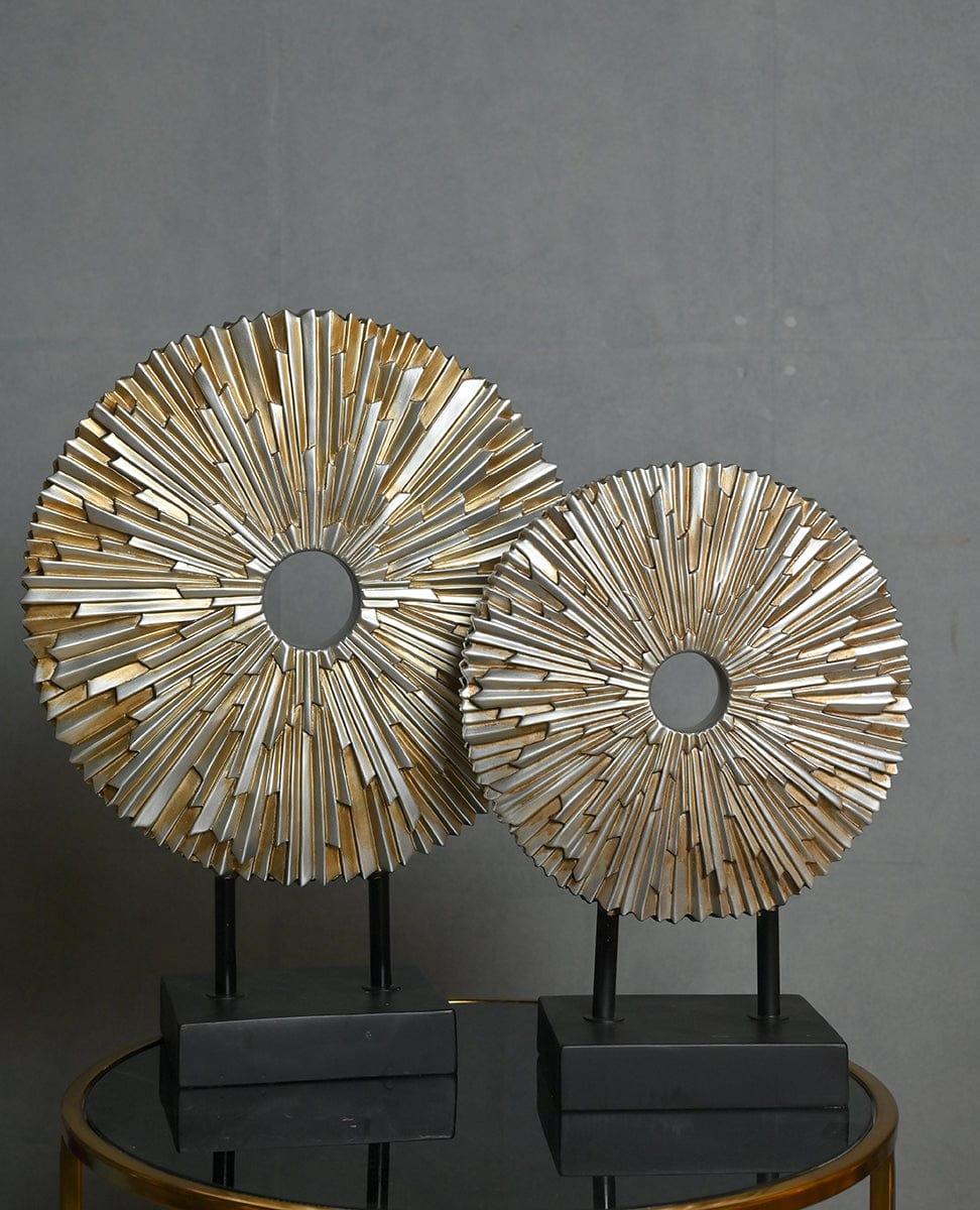Polyresin Circle Stand Table Showpiece (Set Of 2) - Ouch Cart