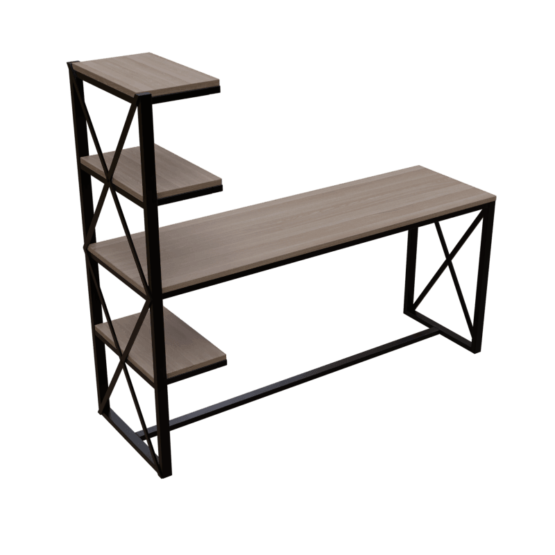 Valor Study Table with Shelves in Wenge Color - Ouch Cart