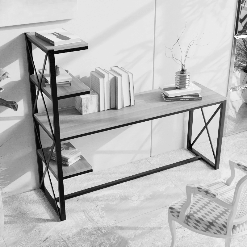 Valor Study Table with Shelves in Wenge Color - Ouch Cart