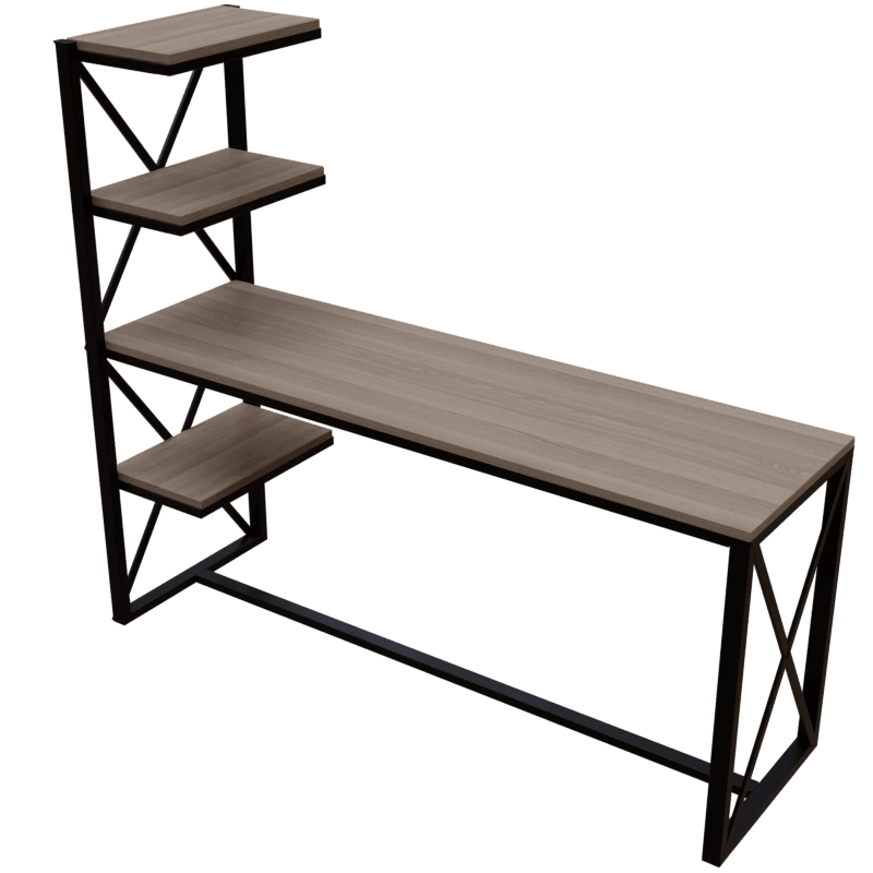 Valor Study Table with Shelves in Wenge Color - Ouch Cart