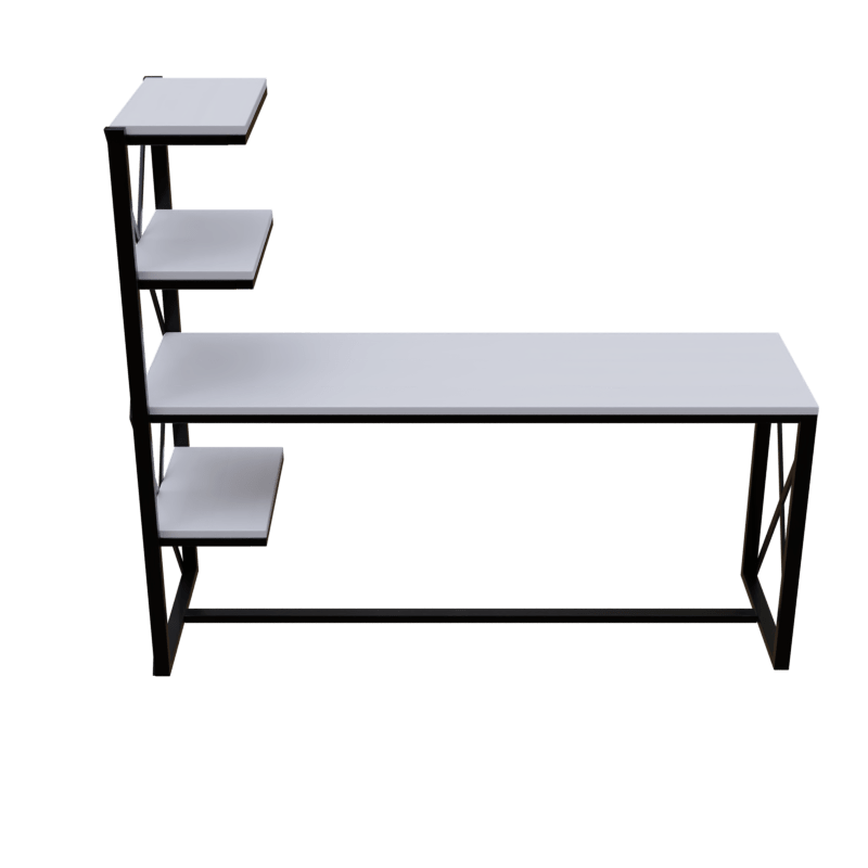 Valor Study Table with Shelves in White Color