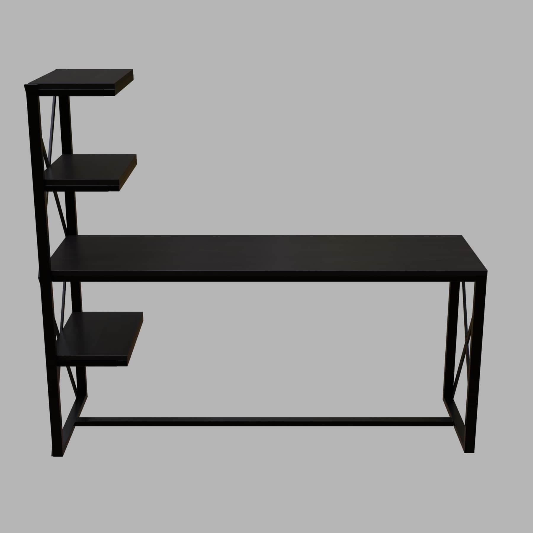 Valor Study Table with Open Storage Shelves in Brown Color - Ouch Cart