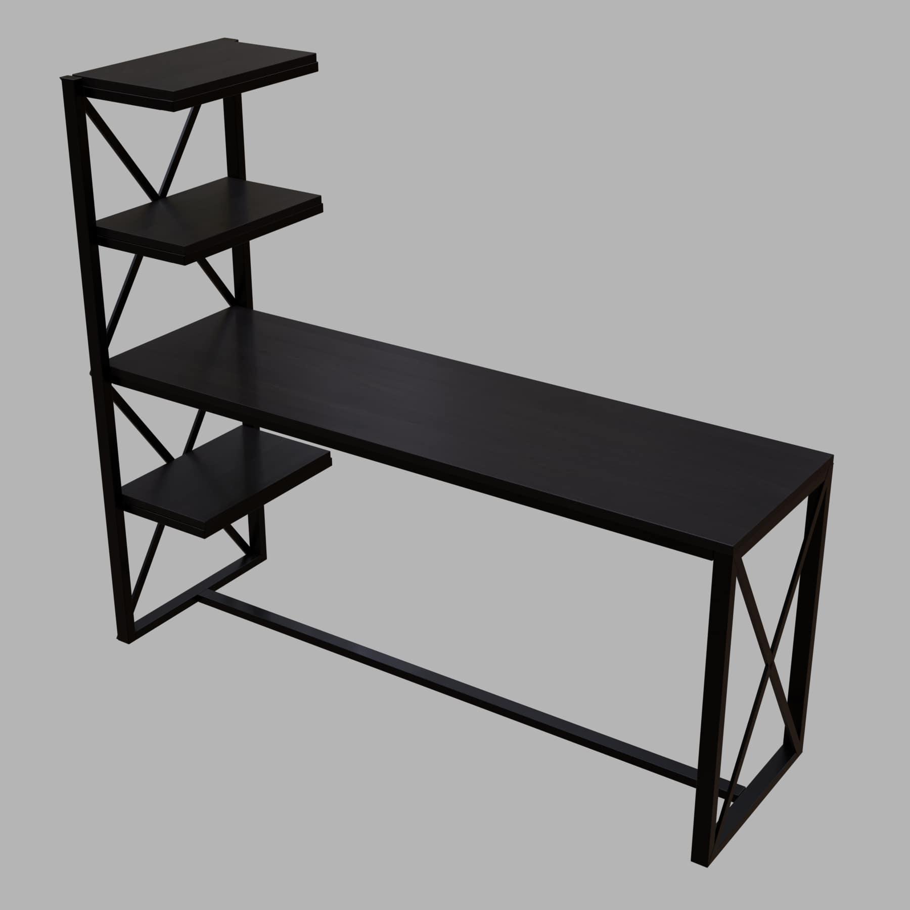 Valor Study Table with Open Storage Shelves in Brown Color - Ouch Cart