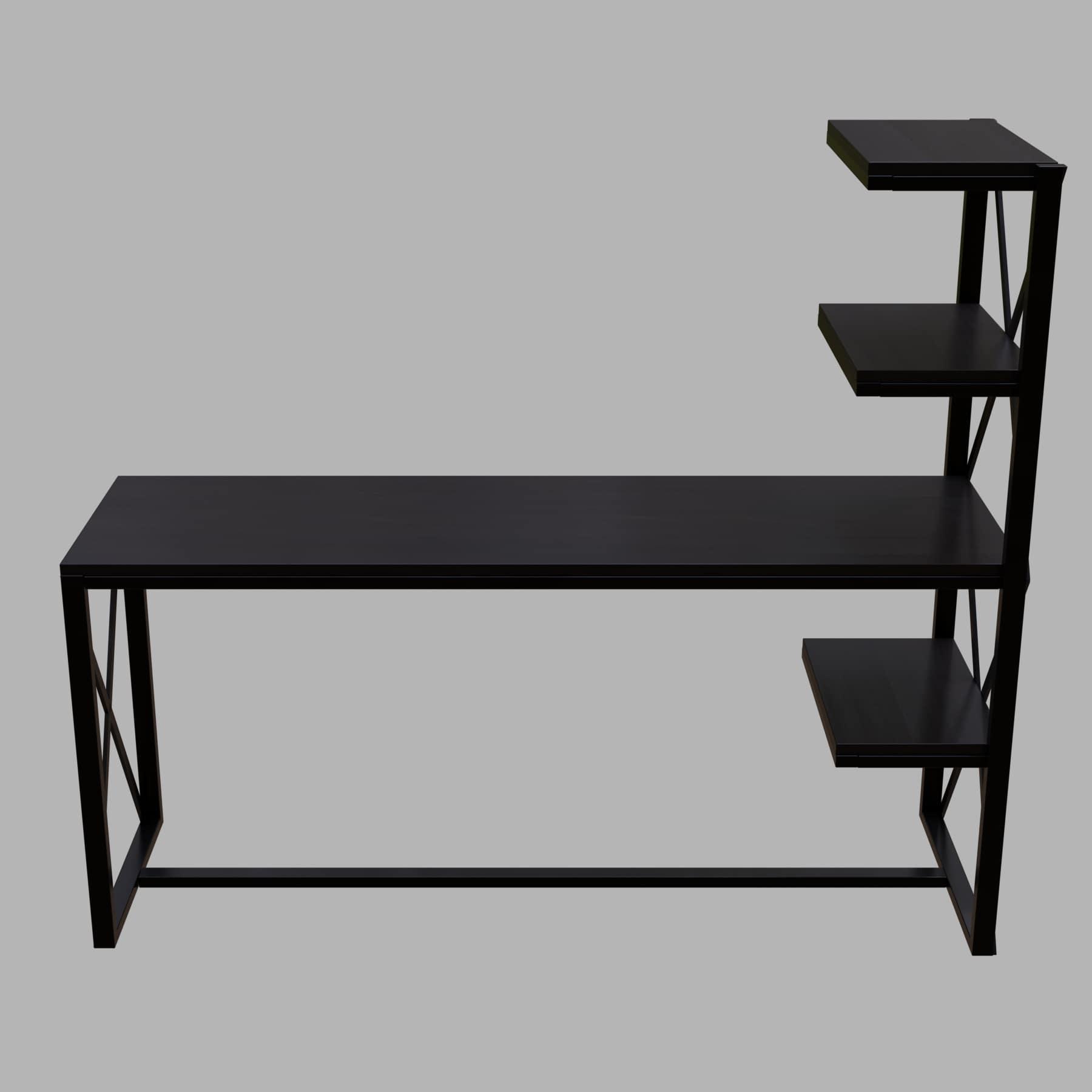 Valor Study Table with Open Storage Shelves in Brown Color - Ouch Cart